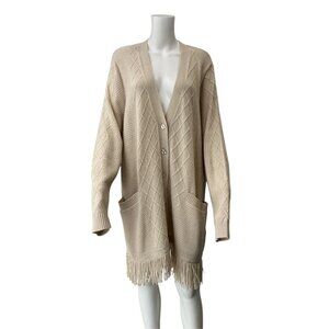 $495 NWT Marina Rinaldi Sport Ivory Malesia Knit Pullover Cardigan Sweater sz XL